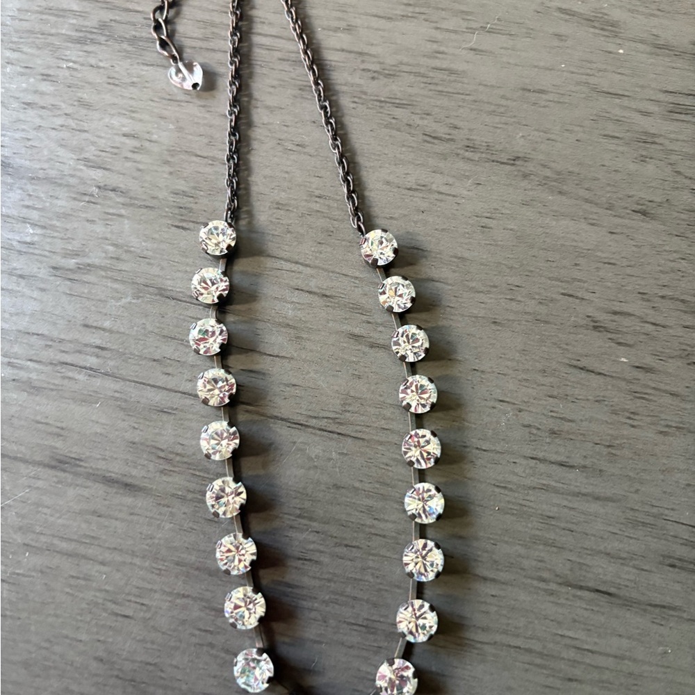 Sabika Elegant Silver Necklace with Clear Crystals